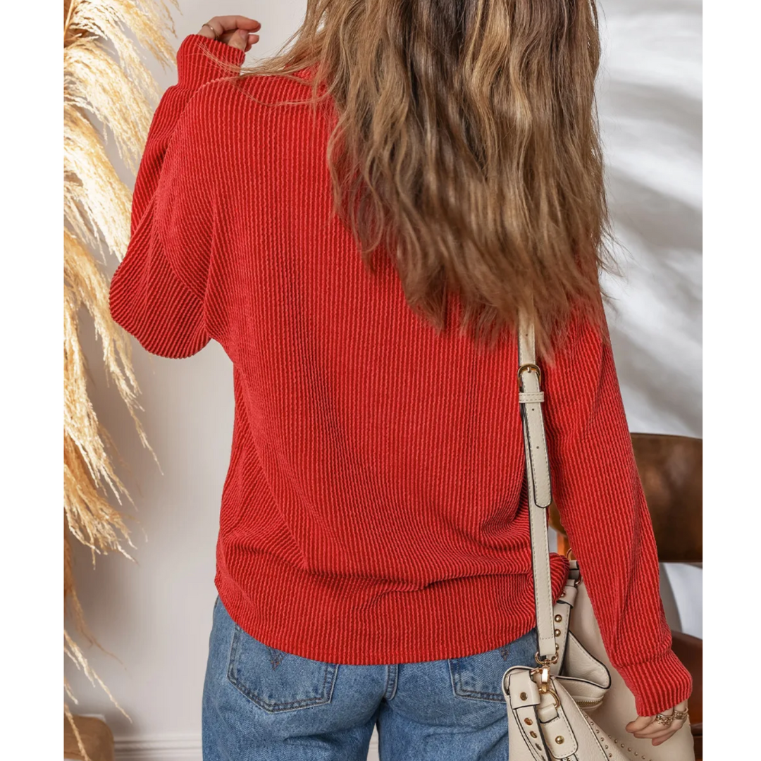 Crimson Comfort Waffle Henley