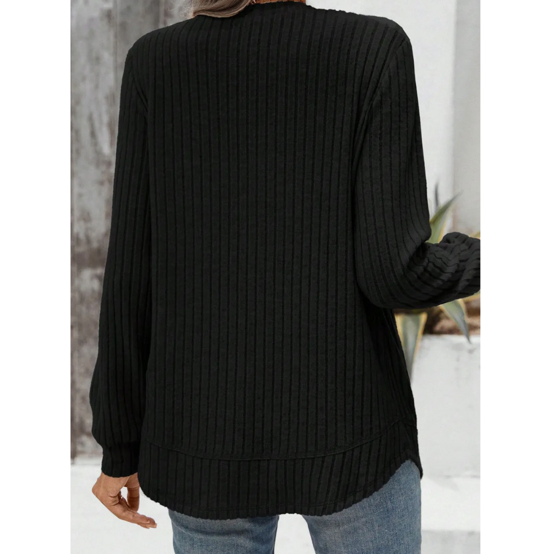 Midnight Ribbed Knit Top