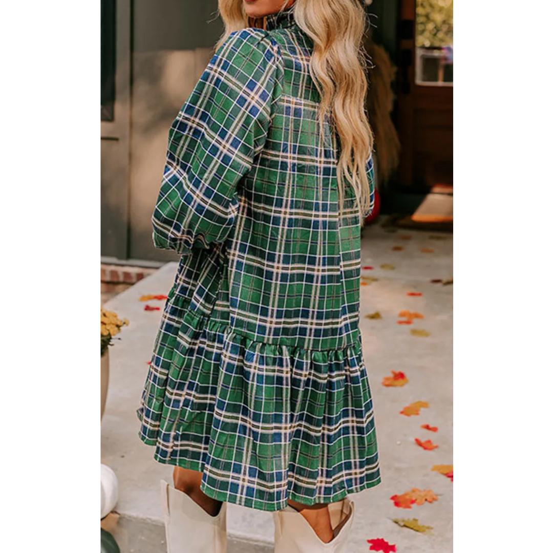 Evergreen Charm Plaid Dress