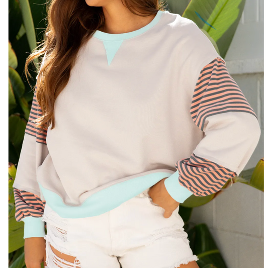 Coastal Stripe Contrast Sweatshirt