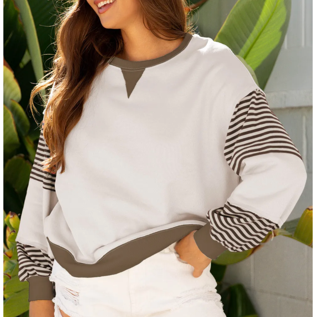 Coastal Stripe Contrast Sweatshirt