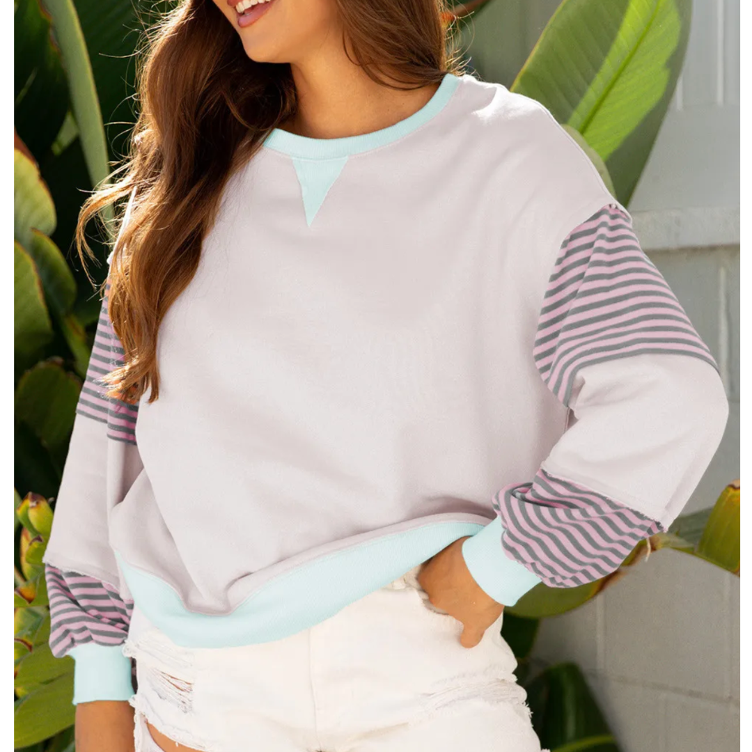 Coastal Stripe Contrast Sweatshirt