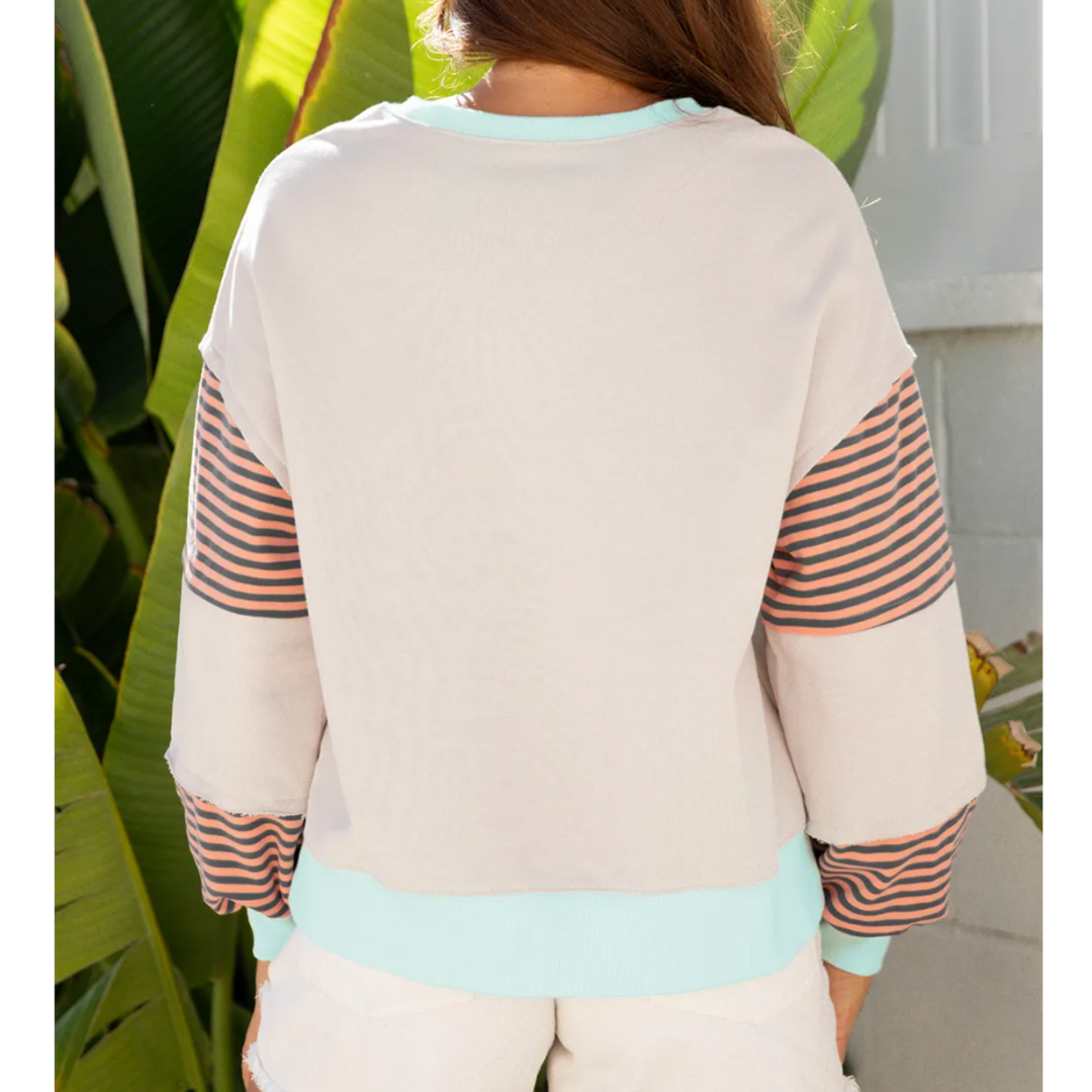 Coastal Stripe Contrast Sweatshirt