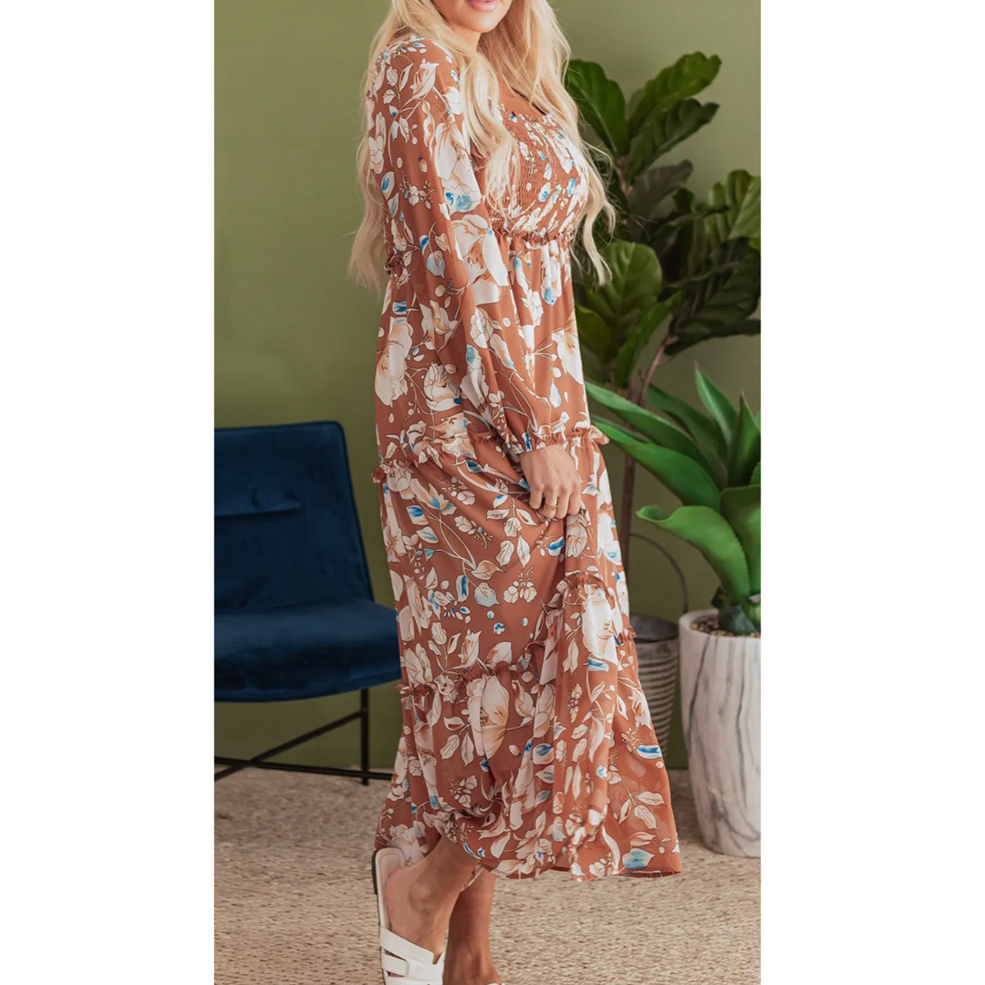 Autumn Blossom Maxi Dress