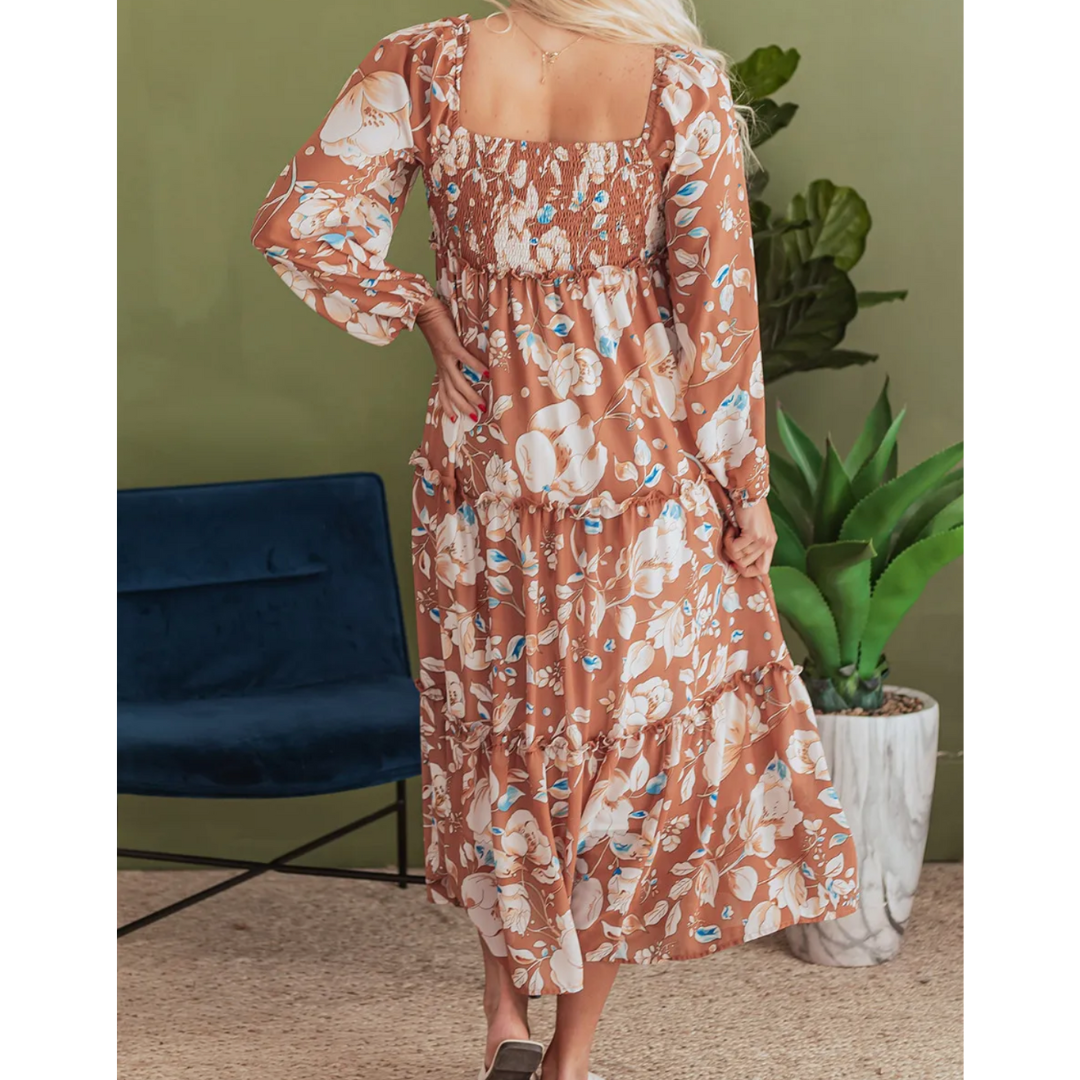 Autumn Blossom Maxi Dress
