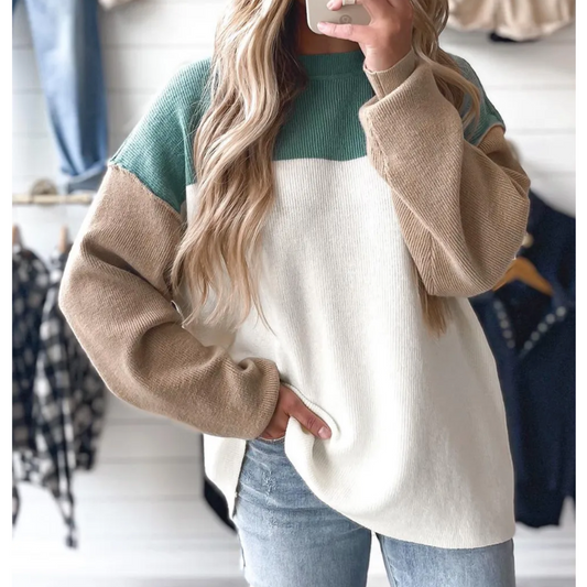 Forest Breeze Colorblock Sweater