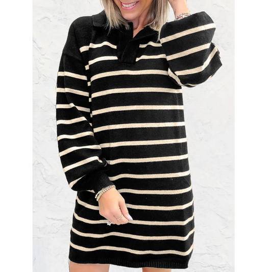 Metro Stripes Sweater Dress