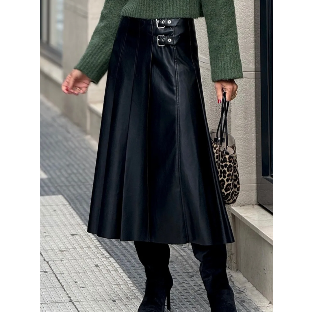 Midnight Buckle Midi Skirt