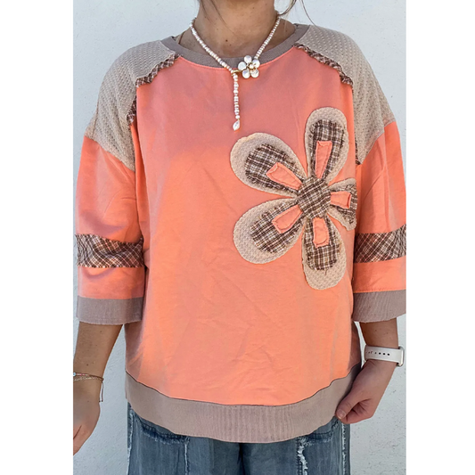 Peach Blossom Patchwork Top