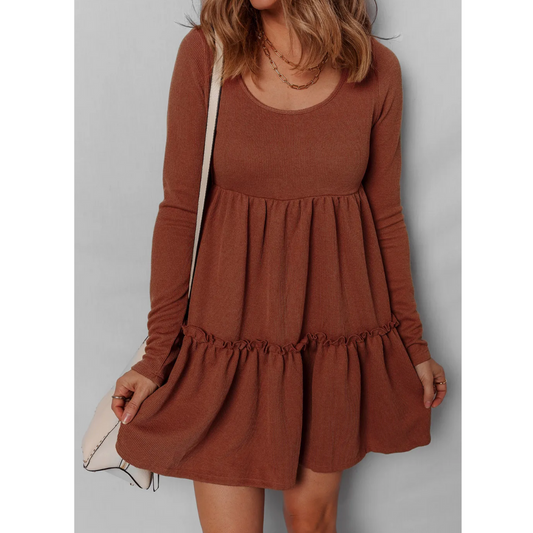 Chestnut Charm Babydoll Dress