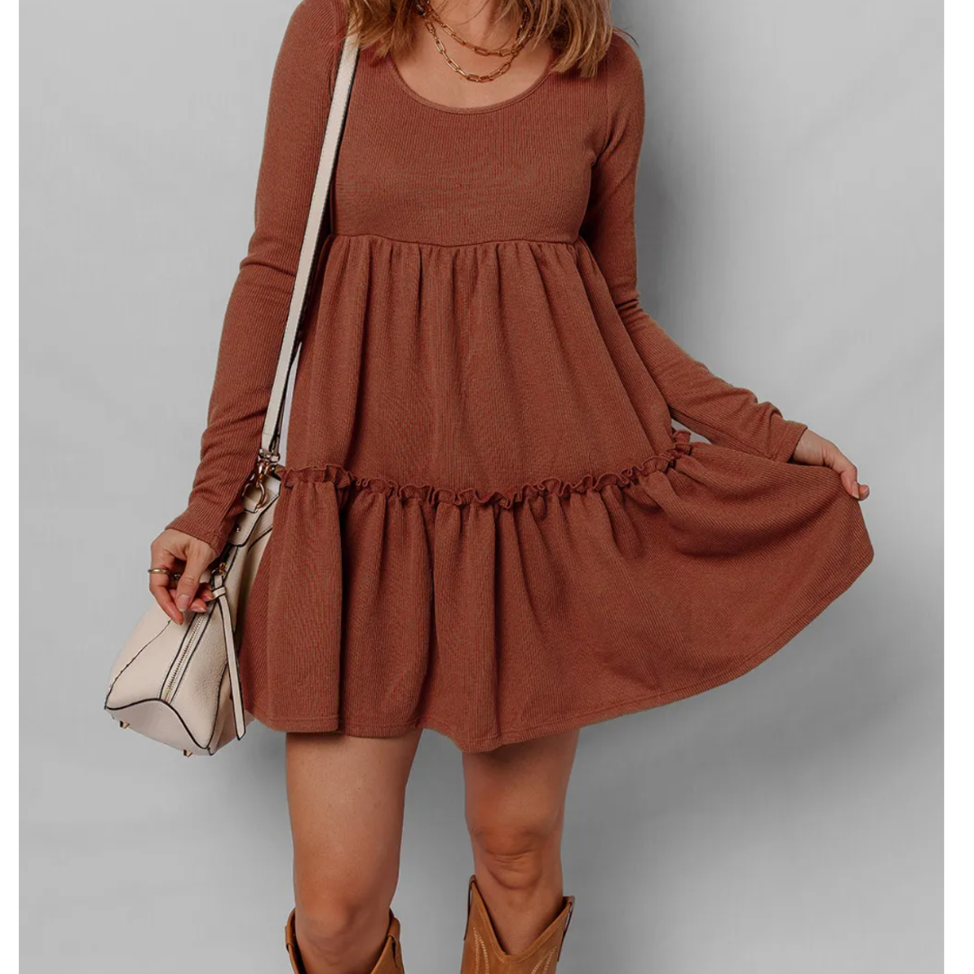 Chestnut Charm Babydoll Dress