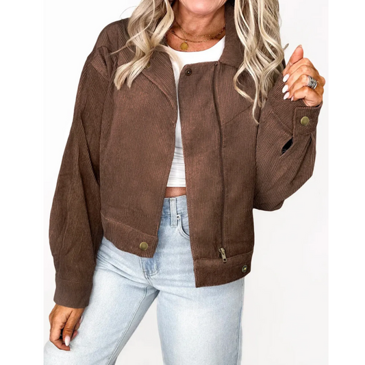 Cocoa Corduroy Cropped Jacket