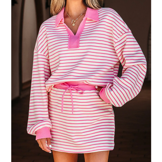 Coastal Breeze Striped Skort Set