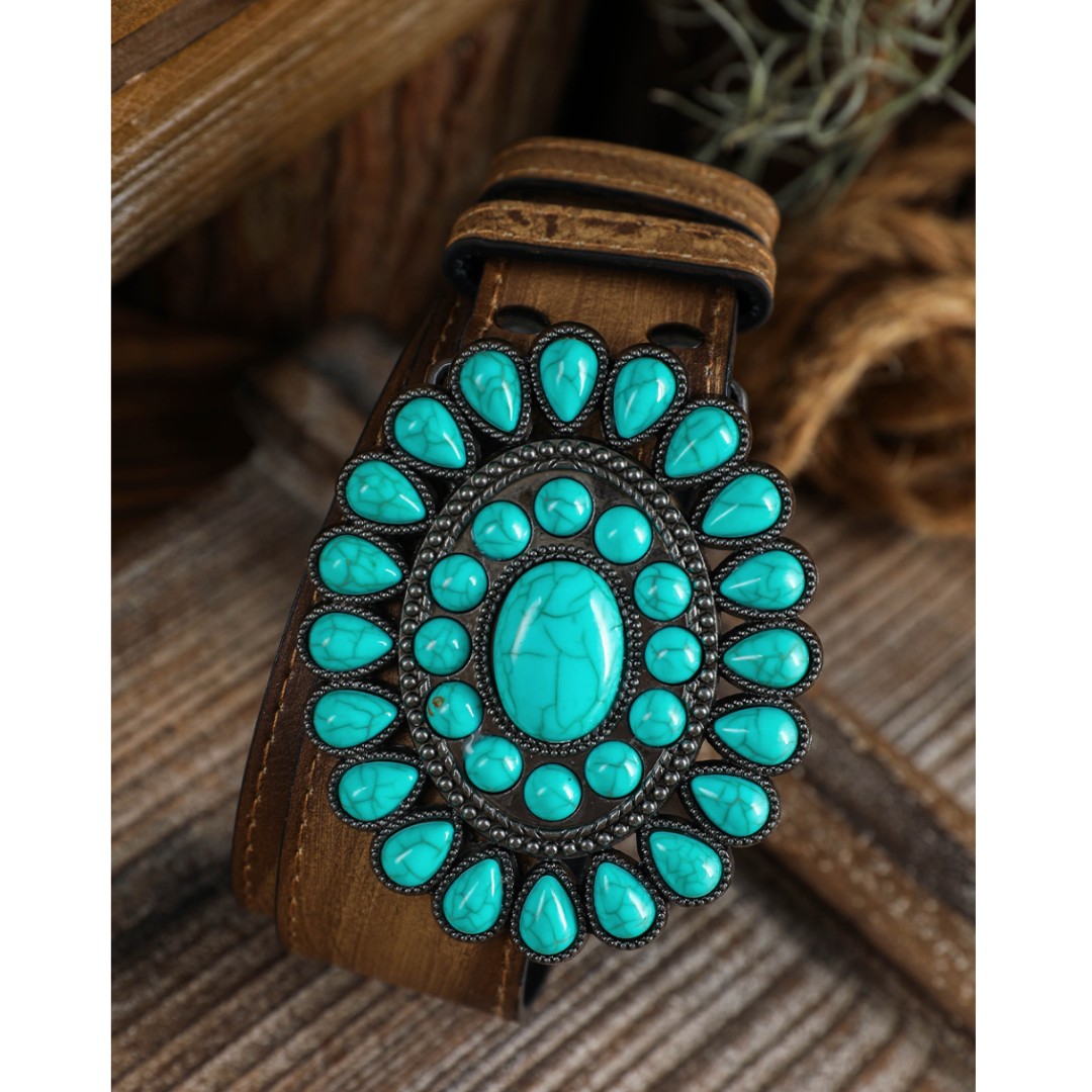 Wild West Adventures, Leather Belt with Turquoise Buckle