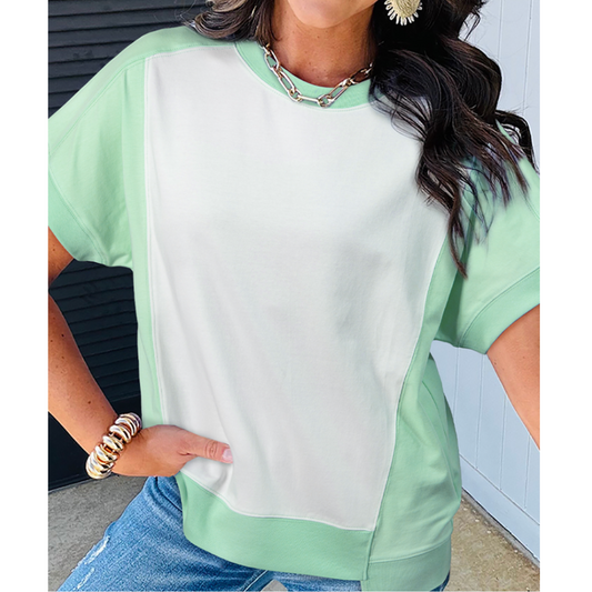 All Kindness, Short Sleeve Colorblock Top