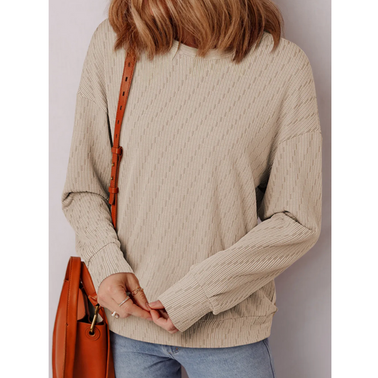 Soft Oatmeal Ribbed Pullover