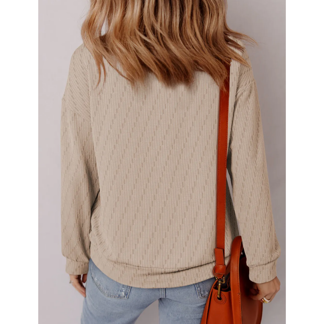 Soft Oatmeal Ribbed Pullover