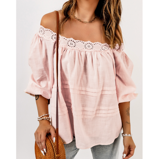 Pull It Together, Off The Shoulder Tunic With Lace Detailing