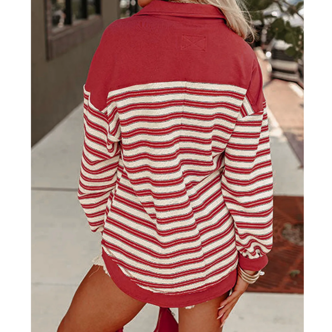 Coastal Stripe Button Pullover