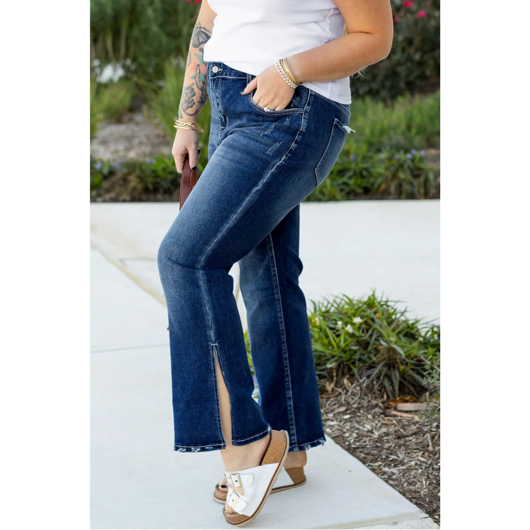 Let's Break It Down, Side Slit Denim Jeans ( 1X-4X)