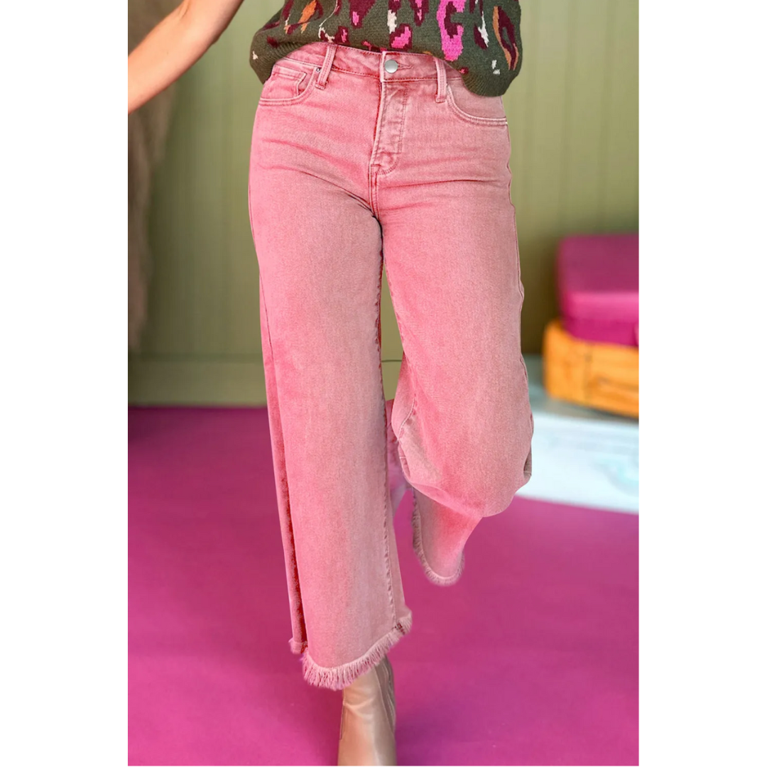A Fresh New Start, High Waist Wide Leg Crop Jeans
