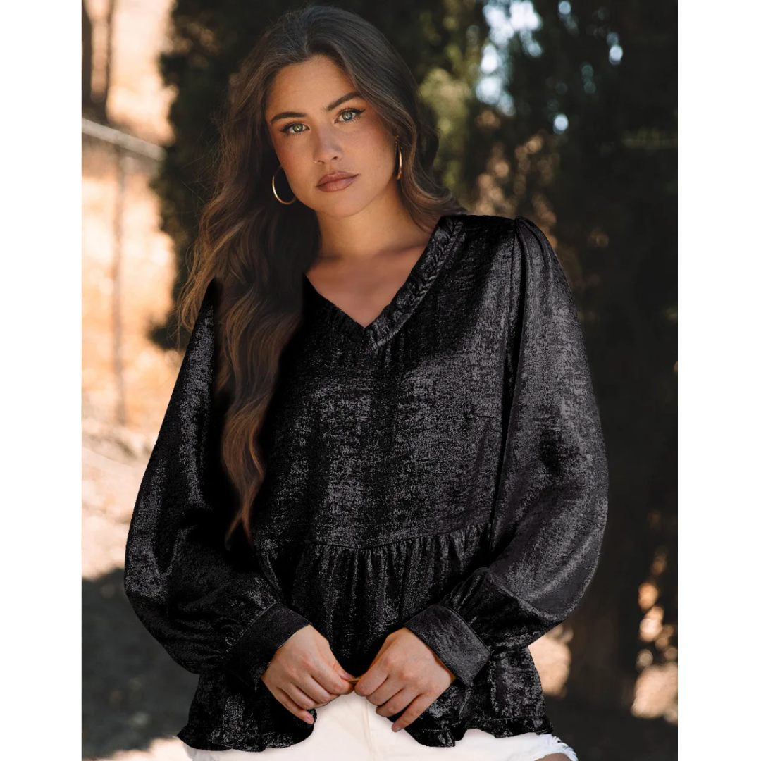 Oh How You Shimmer, Long Sleeve Babydoll Tunic