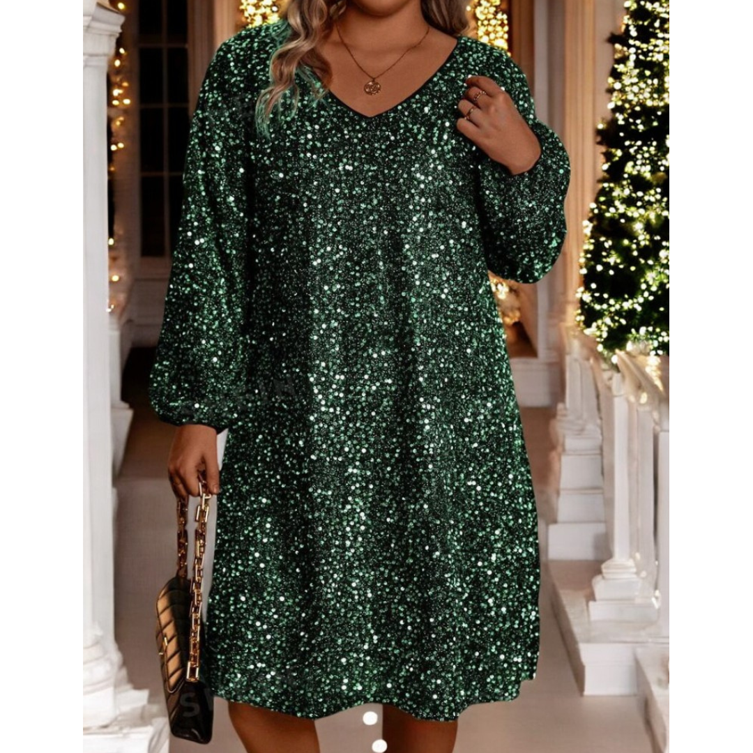 In The Spotlight, Long Sleeve Sequin Dress (XL-4X)