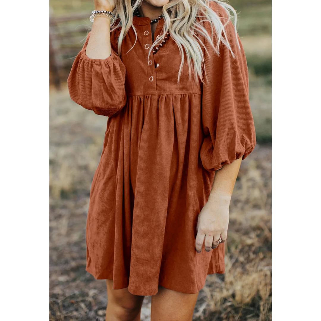 Find Your Voice, 3/4 Sleeve Babydoll Dress with Pockets