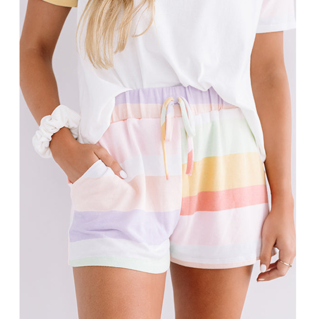 In This Moment, Short Sleeve Colorblock Short Set