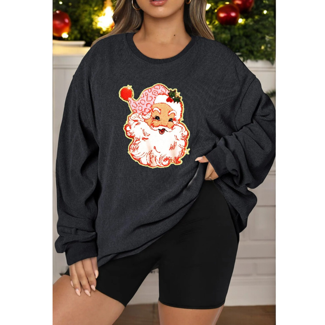 JOLLY ST NICK, Long Sleeve Festive Christmas Corded Pullover