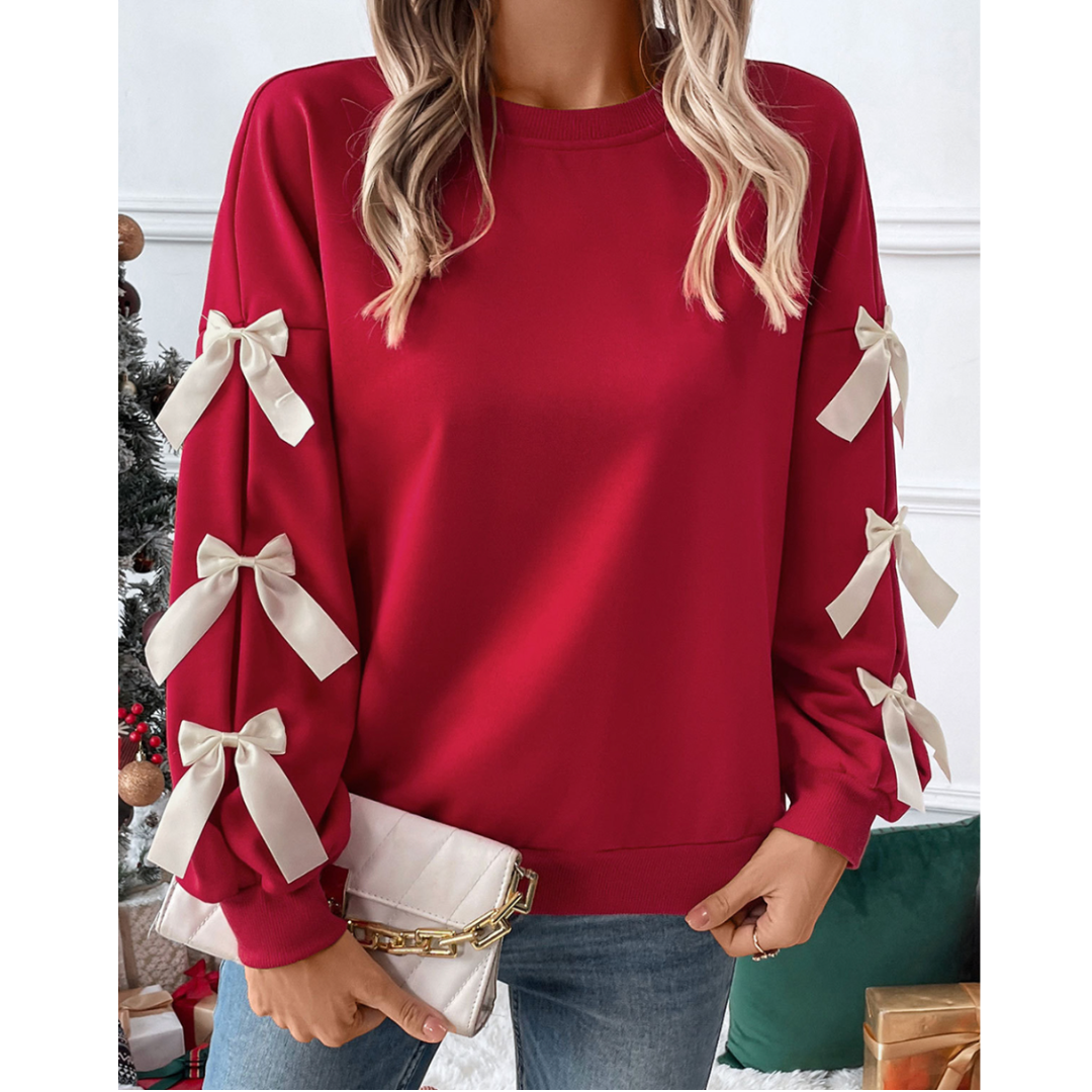 Cupids Bow, Long Sleeve Bowtie Sweatshirt