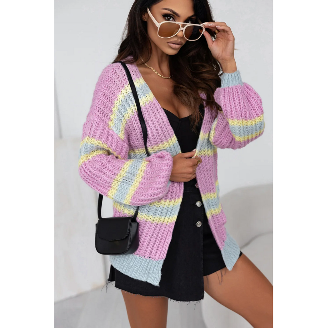 Face The Day, Colorblock Sweater Cardigan