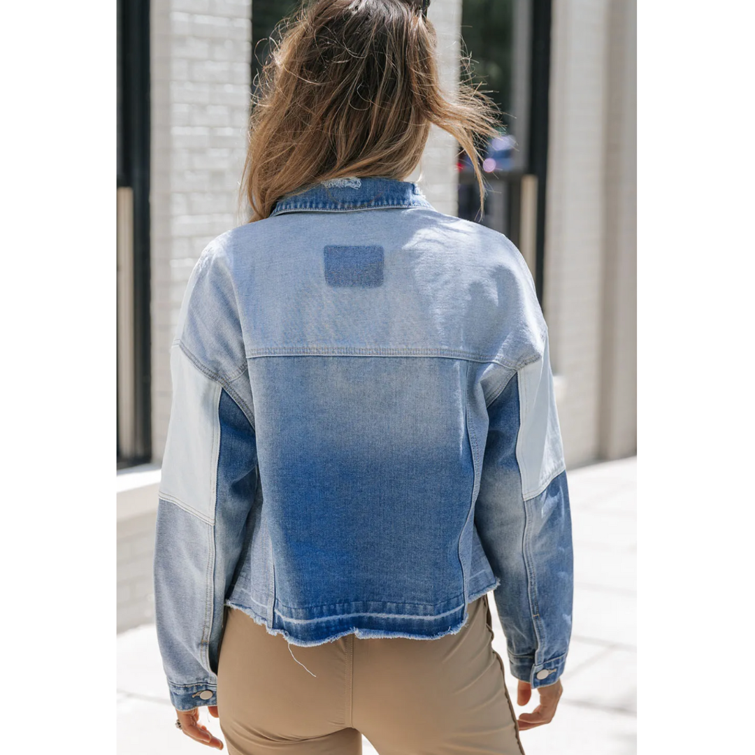 No Matter What, Colorblock Denim Jacket