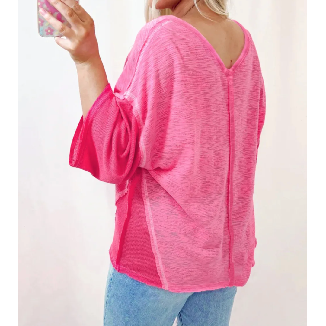 Fell In Love, 3/4 Sleeve V Neck Tunic