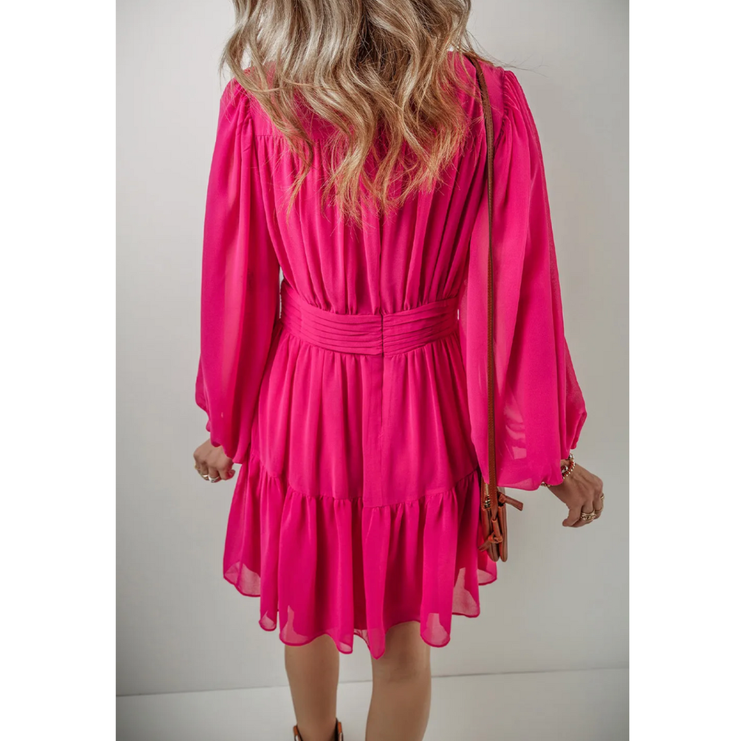 With Every Heartbeat, Long Sleeve V Neck Dress