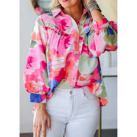 The Alluring Effect, Long Sleeve Abstract Blouse