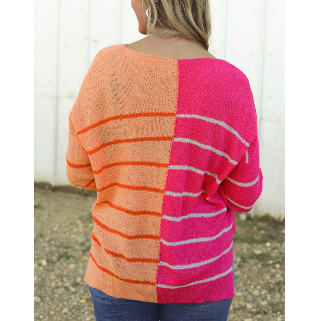 Got It All, Multicolor Striped Loose Fit Knit Sweater