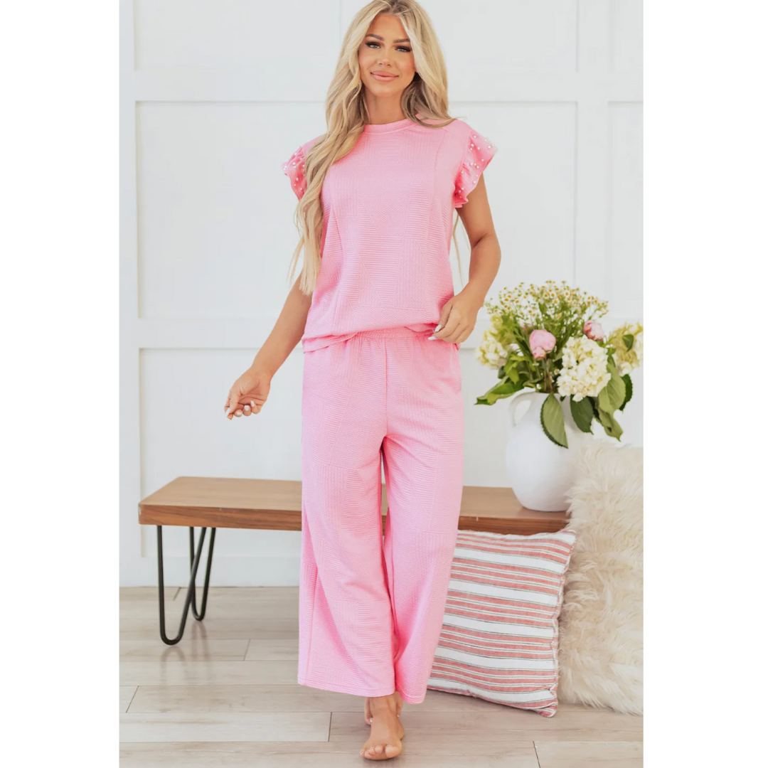 Take A Moment, Short Ruffle Sleeve Pant Set