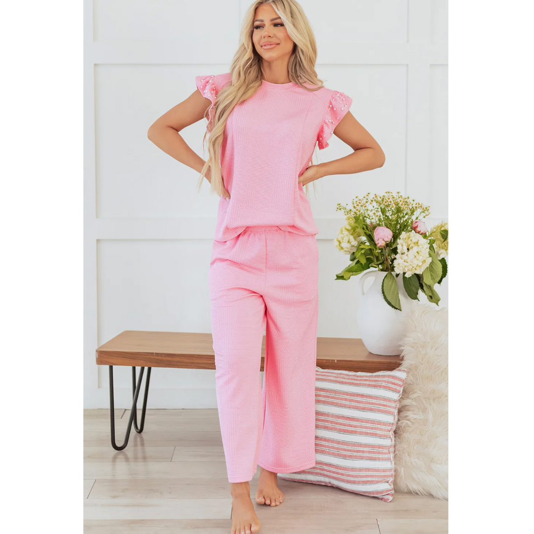 Take A Moment, Short Ruffle Sleeve Pant Set