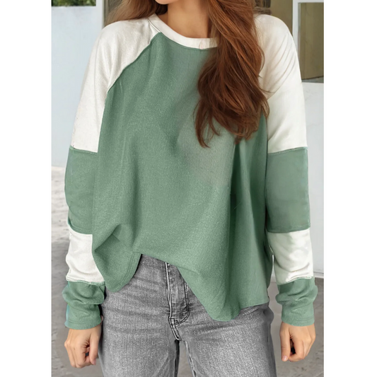 Minty Fresh, Long Sleeve Colorblock Rib Tunic