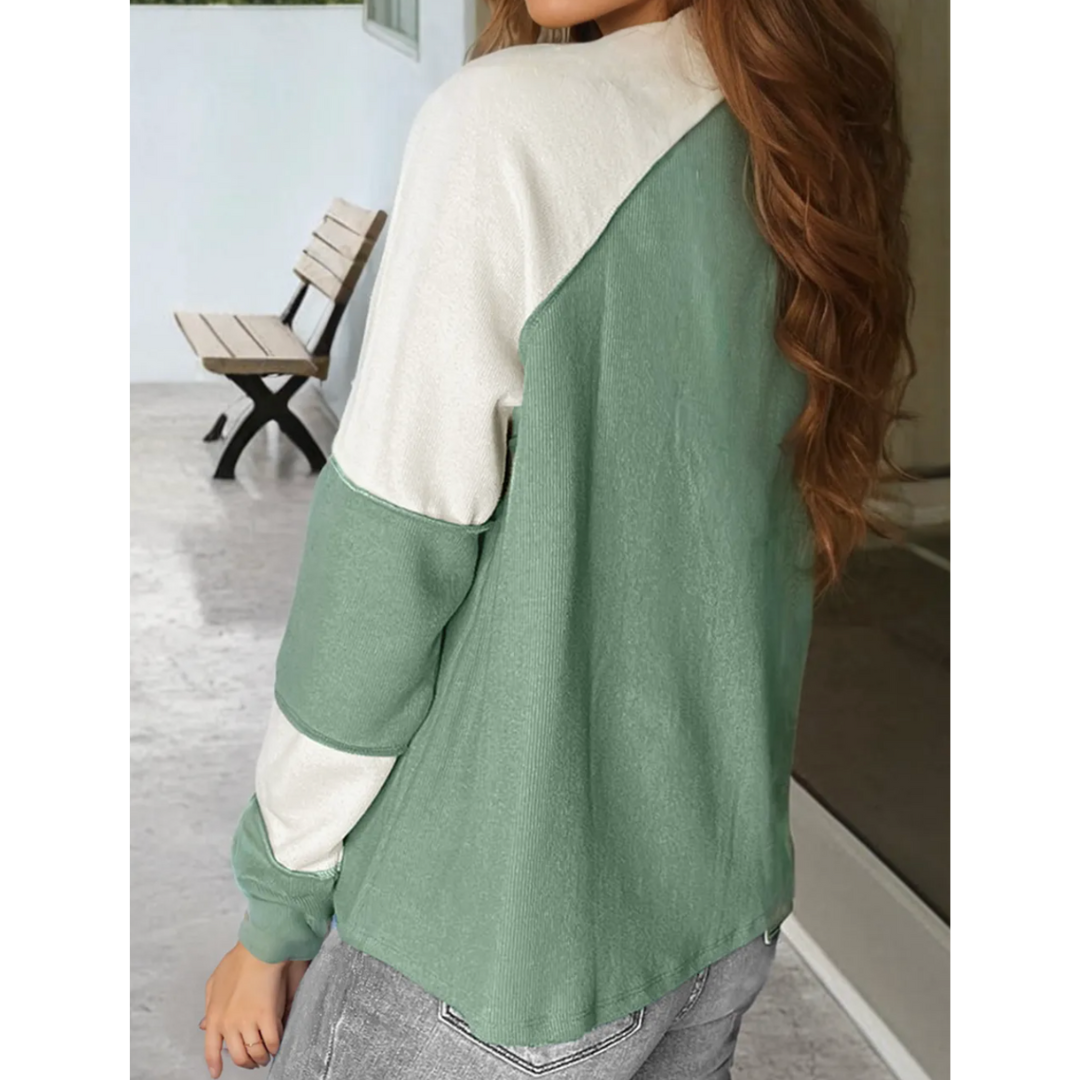 Minty Fresh, Long Sleeve Colorblock Rib Tunic