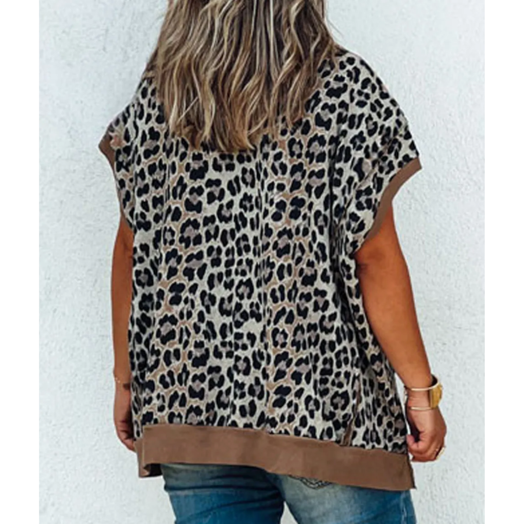 My Thoughts Too, Short Sleeve Leopard Tunic