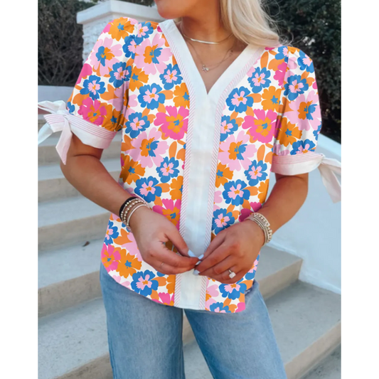 Take A Breath, Short Sleeve Floral Top