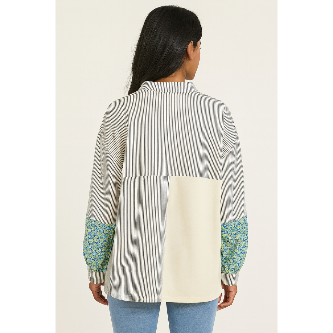 Patch It Pretty, Mixed Print Long Sleeve Top