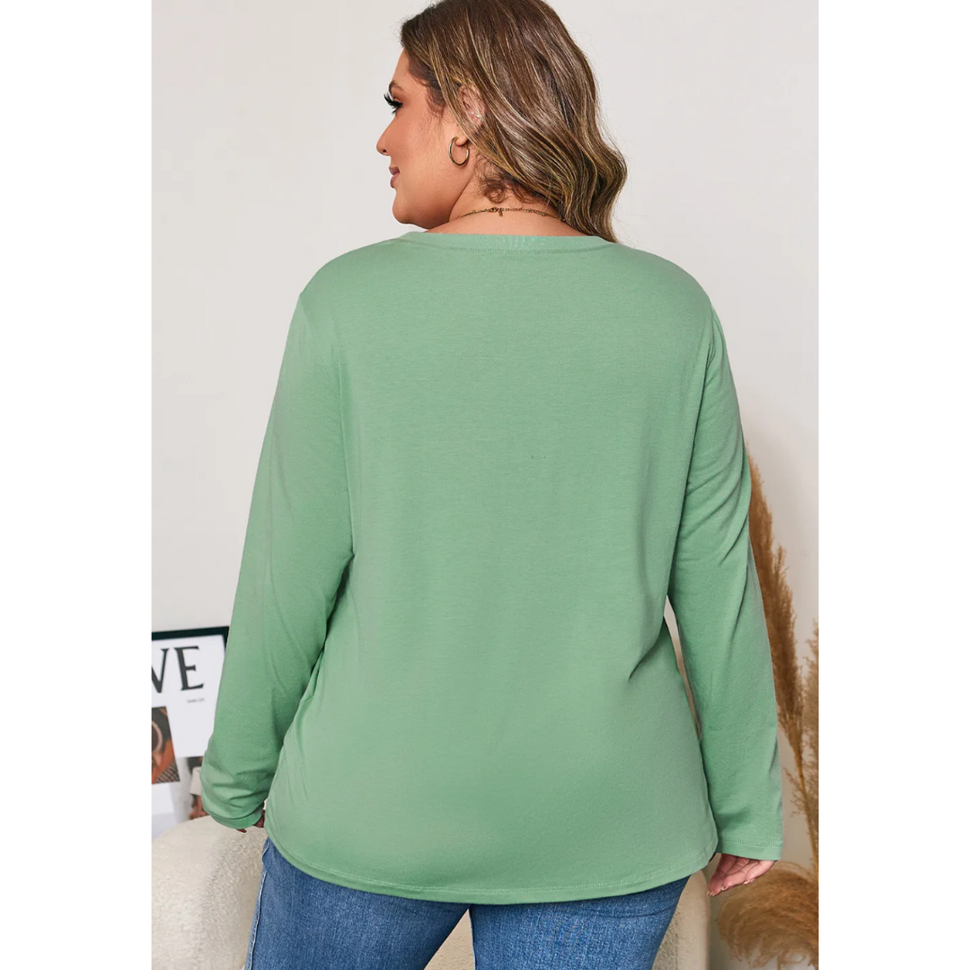 Flourish & Feel Good, 3D Floral Curvy Long Sleeve Top