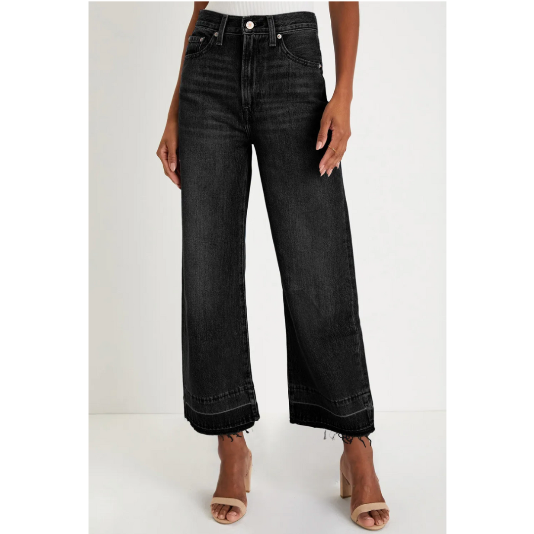 Twice As Cool, Raw Hem Wide Leg Jeans