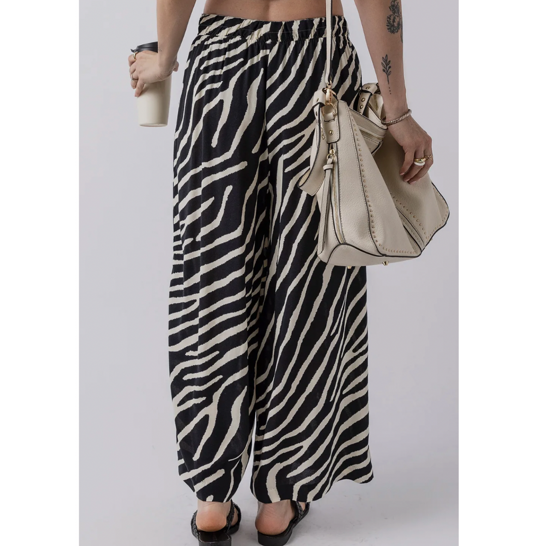 In The Meantime, Zebra Print Wide Leg Pants
