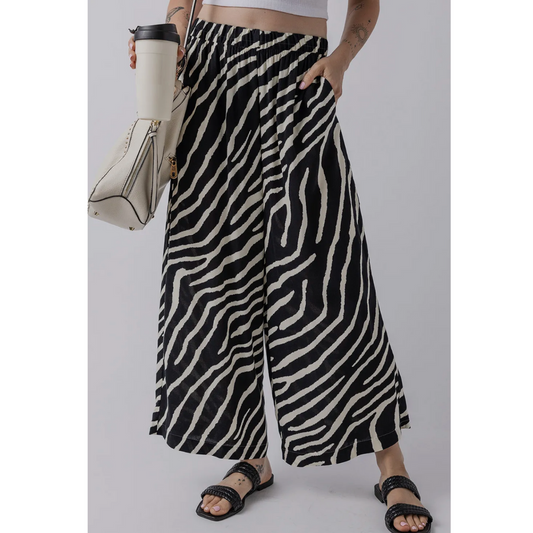 In The Meantime, Zebra Print Wide Leg Pants