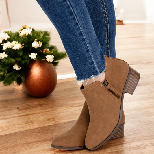 The Right Time, Brown Low Heel Booties