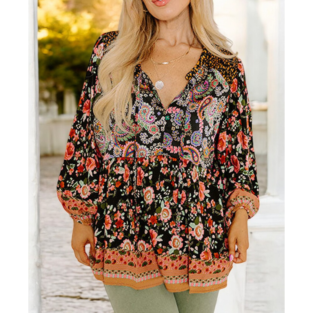 Stunning Girl, Long Sleeve Babydoll Tunic (1X-4X)